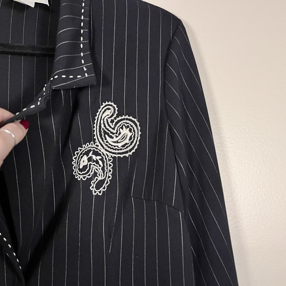 Vintage Women's 90s Blazer Monica Rachel Paisley Pinstripe Work Office Size 14 - Picture 3 of 8